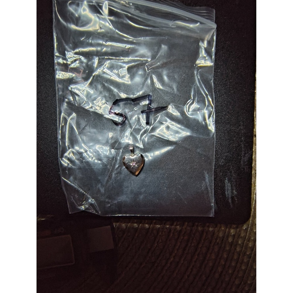 Silver 925 Engraved Starburst Heart Photo Locket Charm Pendant vintage